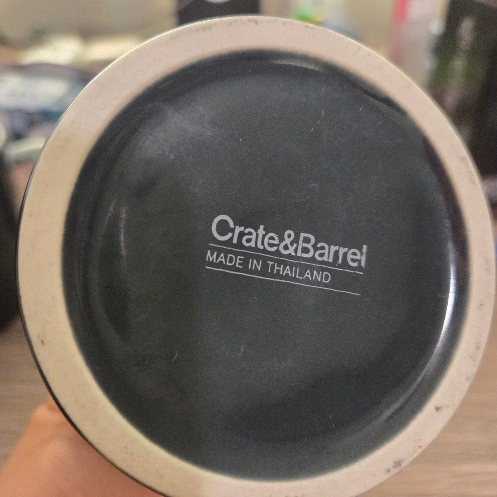 Crate‎ & Barrel set Denim Coffee Mugs Ceramic Glossy Finish Modern Design